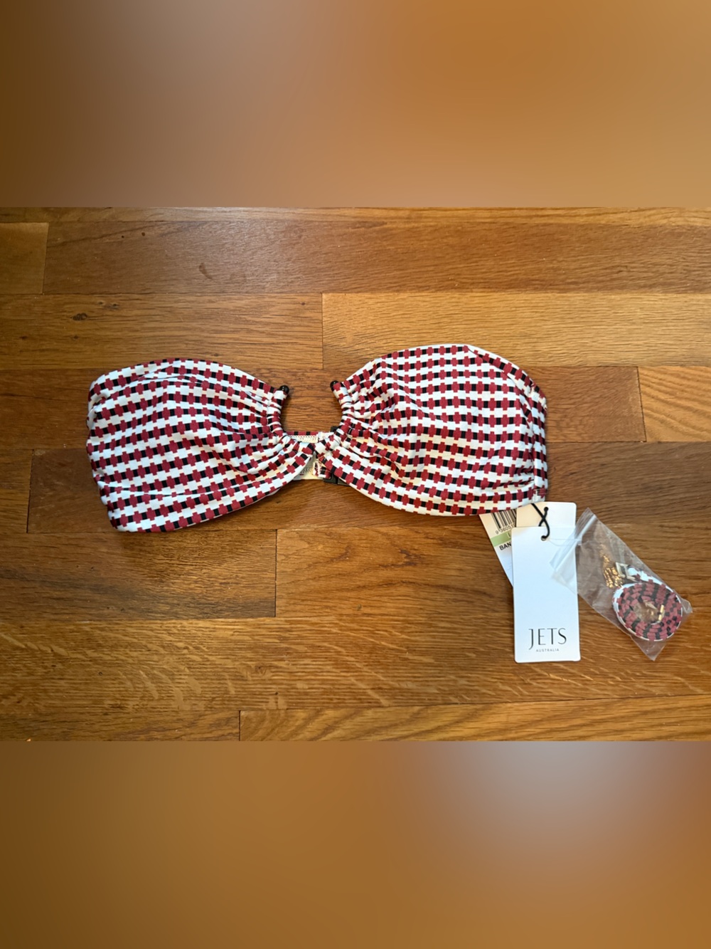 NWT JETS Australia Zarla Geo Bandeau Bikini Top - straps- Size US 4